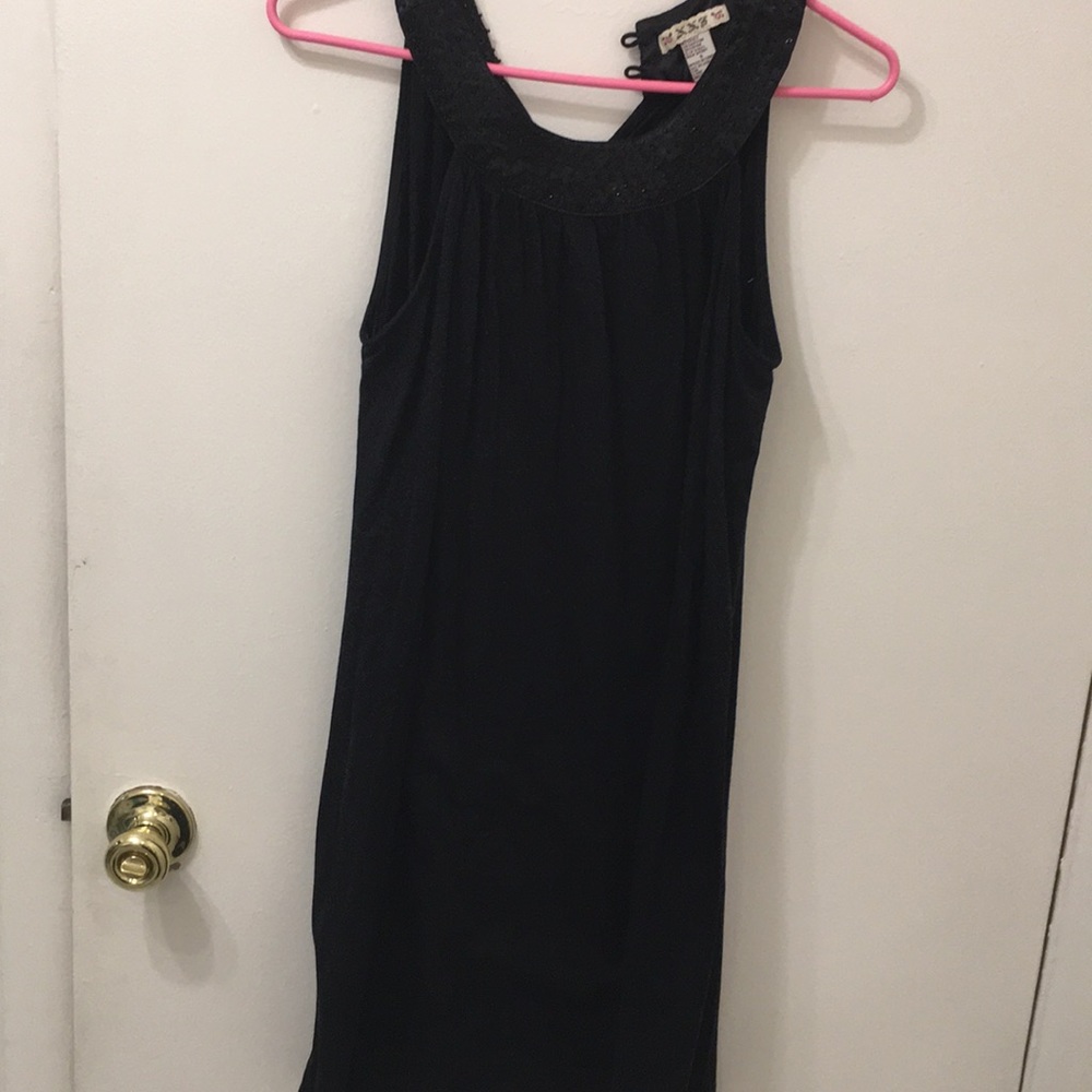 Black, Loose Tank Dress w/ sparkly accent neckline